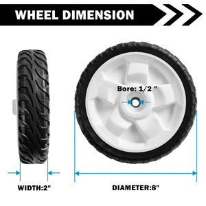 Roue de tondeuse à gazon blanche Antanker 8 pouces |   Remplacement de qualité pour Toro/Stens 119-0311 205-360 |   Pièces de machines de jardin - Product Image 2