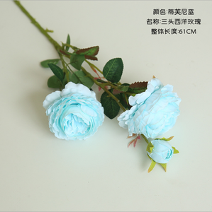 Fleurs artificielles en soie cabochon anglais 10 pièces, fausses roses, fleurs mixtes, lot de 3 têtes, fausses pivoines, décoration pour mariage à la maison - Product Image 6