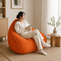 Fauteuil d'appoint paresseux en gros, livré en boîte avec rembourrage inclus, moderne, orange, dossier haut, fournisseur chinois pour espace de lecture intérieur
