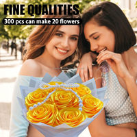 OKAY Rose éternelle préfabriquée en or jaune, demi-fini, avec ruban de satin et pétales de rose, fleurs éternelles faites à la main pour l'anniversaire