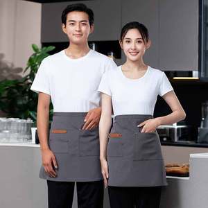 Half Length Chef Apron One Size Denim Black For Restaurant Bar Uniforms - Product Image 4
