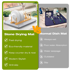 Égouttoir à vaisselle en bambou naturel absorbant et résistant à la chaleur, tapis <span class=keywords><strong>de</strong></span> séchage en terre <span class=keywords><strong>de</strong></span> diatomée pour comptoir <span class=keywords><strong>de</strong></span> cuisine - Product Image 6