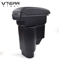 Vtear - Boîte de rangement pour accoudoir avant de voiture en ABS et cuir PU, avec porte-gobelet USB, accessoires intérieurs pour Daihatsu Sirion 2007-2020