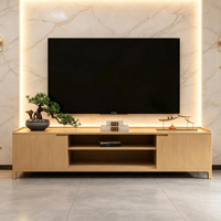 Meuble TV en bois massif de style nordique, luxe léger, minimaliste japonais, combinaison table basse pour appartement et maison