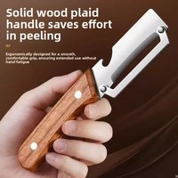 ARMADA Log Peeler Multifunctionele roestvrijstalen fruit- en groenteschiller Houten handvat Eenvoudig te gebruiken handmatig gereedschap Suikerriet Aardappel