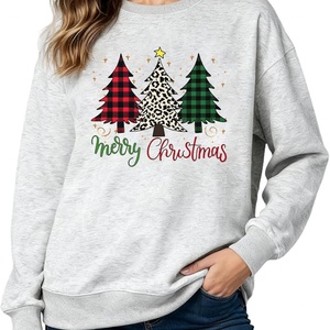 Sudaderas Navideñas Casuales de Invierno para Mujer, Sudadera con Estampado de Árbol de Navidad y Logotipo Frontal, Mangas Largas de Alta Calidad, 360g - Product Image 2