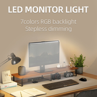 Lumière de moniteur suspendue circulaire en aluminium plat de 44 cm, cinq couleurs RGB, rétroéclairage tactile réglable, 5 W, installation magnétique
