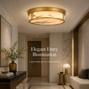 Luxury Round Marble Acrylic LED <b>Ceiling</b> <b>Light</b> Modern Flush Mount Lamp for Hallway Bedroom Hotel Villa OEM ODM - Product Image 3