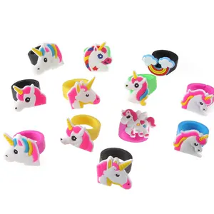 Wholesale eco friendly unicorn cartoon kids hand decor rubber finger ring