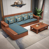 Muebles de Sala de Estar Modernos de Color Personalizado, Sofá de Esquina de Cuero con Estructura de Madera Maciza en Forma de L, Sofá de Lujo para Sala de Estar con Gabinete