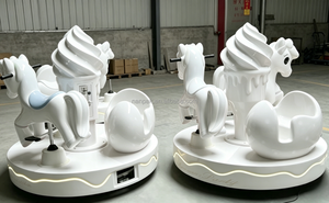 Carrusel Giratorio Infantil de 3 Asientos con Diseño de Helado, de FRP Blanco, para Parques Infantiles Interiores, Cafeterías, Fiestas, Alquiler en Centros Comerciales - Product Image 5