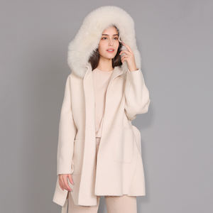 <span class=keywords><strong>Cappotto</strong></span> Invernale Jxwatcher in Cashmere, Trench in Lana <span class=keywords><strong>a</strong></span> Doppio Strato con Cappuccio in Vera Pelliccia di Volpe, <span class=keywords><strong>Cappotto</strong></span> Lungo in Lana Stile Europeo per Donne - Product Image 5