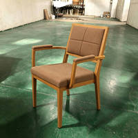 Chaises rembourrées en tissu haute densité, imitation bois, avec accoudoirs, pour hôtel, banquet, salle de conférence