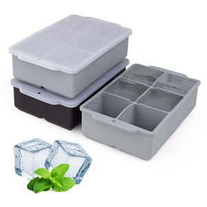 Bac à glaçons géant en silicone à 6 cavités avec couvercle, empilable, vente en gros directe usine - Product Image 5