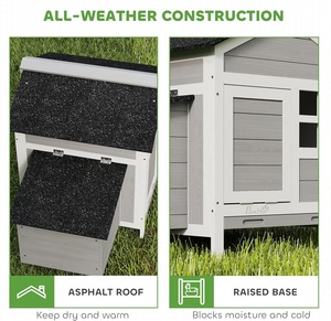 Poulailler compact en bois pour poules avec plateau métallique extractible, nichoir, résistant aux intempéries, ventilé, pour 1-2 poules - Product Image 5