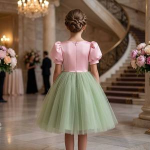 Robe <span class=keywords><strong>de</strong></span> princesse d'été pour filles avec manches bouffantes florales 3D, tenue <span class=keywords><strong>de</strong></span> fête d'anniversaire, robe <span class=keywords><strong>de</strong></span> cérémonie pour enfants - Product Image 3