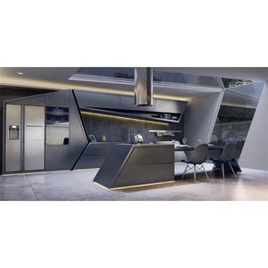 CBMMART Custom Design Modern Gray Glossy Lacquer and Melamine Kitchen Cabinets & Accessories