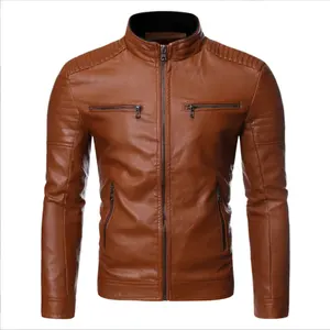 Herbst und Winter neue Herren europäischen und amerikanischen lässigen Stehkragen Motorrad Lederjacke Mantel