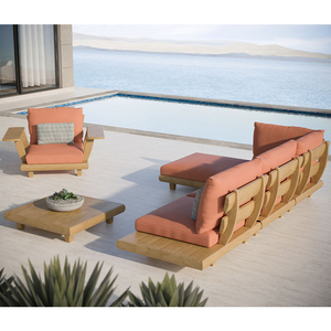 Modernes Massivholz-Möbelset mit Kissen, Sofa-Set für Wohnzimmer, Garten, Terrasse, Hotel, Ecksofa in L-Form für den Außenbereich - Product Image 6