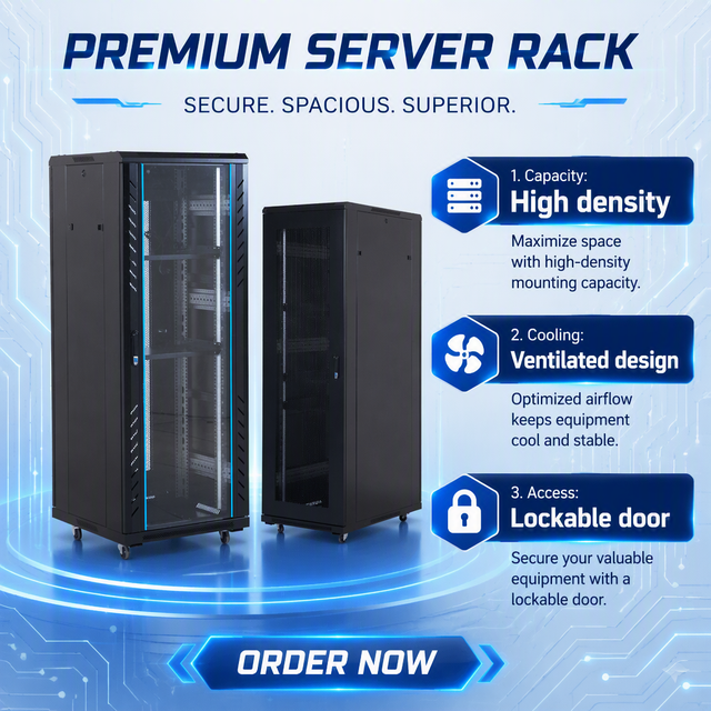 Factory Wholesale 22U 42U Floor Standing 19 Inch Indoor Server Enclosure Data Storage Cabinet for Network Equipment