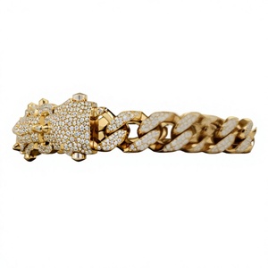 Hip Hop Tiger Head Cuban Chain <b>Bracelet</b> Gold Color Zircon Inlay Tai <b>Silver</b> Link <b>Bangle</b> Unisex Gift Jewelry - Product Image 4