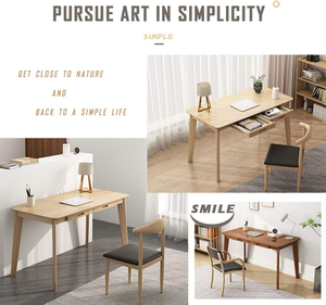 Escritorio de bambú-Escritorio de banco de trabajo para oficina en casa con cajón, mesa de estudio de trabajo para computadora portátil de 39,37 "de ancho - Product Image 3