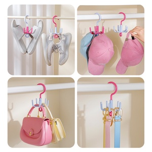 Colorful 5 Claws Clothes <b>Hooks</b> Movable <b>Hooks</b> Rotatable Hanging Bags Hats Scarves Dormitory Storage Without Punching - Product Image 2