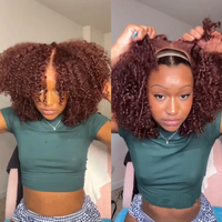 Perruques sans colle en cheveux humains, densité 180%, brun chocolat, style bob afro bouclé audacieux, pré-épilées, prêtes à porter