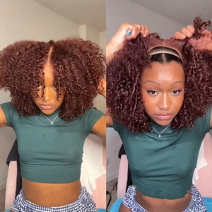 Prodotti per <span class=keywords><strong>Capelli</strong></span> <span class=keywords><strong>Parrucca</strong></span> Bob <span class=keywords><strong>Afro</strong></span> Riccio Marrone Cioccolato Densità 180% Senza Colla <span class=keywords><strong>Capelli</strong></span> Umani Pre-Pizzicati Pronta all'Uso - Product Image 2