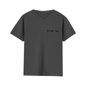 カスタマイズ可能なVネックプライベートラベル95コットン5スパンデックスジャージーTシャツ卸売