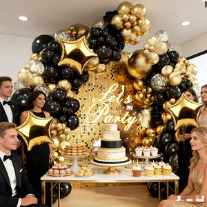 Kit di <span class=keywords><strong>Palloncini</strong></span> in Lattice Ecologici Neri e Oro con Coriandoli per Decorazioni ad Arco, Ideali per Feste di Laurea, Compleanni, Festival e Capodanno - Product Image 3