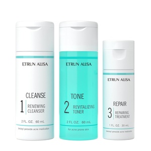 ETRUN ALISA Trattamento Anti-<span class=keywords><strong>Acne</strong></span> in 3 Fasi con Etichetta Privata, Idratante Nutriente Schiarente per il Viso - Vegano e Cruelty-Free, Formato da Viaggio - Product Image 1