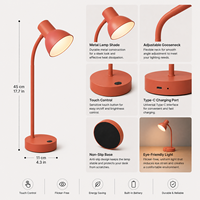 Lampe de bureau minimaliste à lumière chaude, rechargeable, fonctionnant sur batterie, avec col de cygne flexible