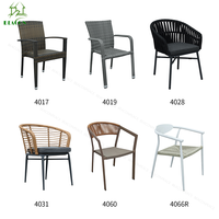 İskandinav Cafe Modern hasır Rattan Bistro mobilya sandalye veranda restoran alüminyum bahçe için istiflenebilir açık yemek sandalyesi