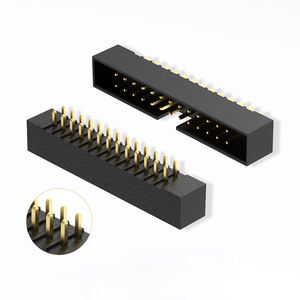 מחבר IDC זכר אנכי ישר מצופה זהב, 2.54 מ\"מ, שורות כפולות, 20 פינים (2x10 פינים), מחבר קופסה, מרווח פינים, עבור PCB - Product Image 1