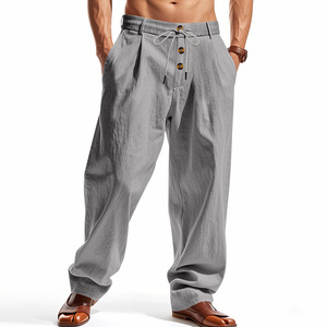 <span class=keywords><strong>Pantalon</strong></span> de sport décontracté polyvalent en coton et lin respirant pour homme, nouvelle collection printemps/été, style européen et <span class=keywords><strong>américain</strong></span>, coupe ample et personnalisable - Product Image 3
