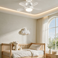 Ventilateur de plafond moderne blanc avec lumière, 6 pales, télécommande, 3 vitesses, 24W, montage encastré, chambre, salon, enfants