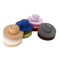 A022003 Nouveau style Chapeau Fedora à large bord rétro 100% en laine Chapeau haut de forme polyvalent et simple avec ceinture de décoration Chapeau haut de forme