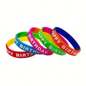 Pulseras de Goma de Feliz Cumpleaños, Pulseras Elásticas de Colores, Pulsera de Silicona con Logotipo Personalizado para Fiestas de Cumpleaños de Adultos y Niños - Product Image 5