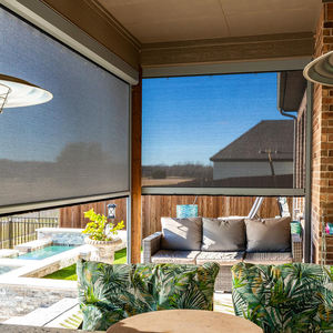 Cortina Exterior Eléctrica a Medida, Cortavientos y Opaca, con Material de Poliéster <span class=keywords><strong>para</strong></span> Hoteles y Oficinas, OEM Disponible - Product Image 1