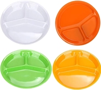 Assiettes à dîner divisées en mélamine biodégradable écologiques et sûres avec 3 compartiments, lavables au lave-vaisselle, réutilisables pour adultes et enfants