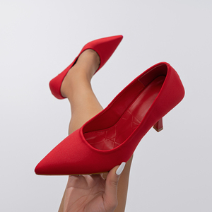Zapatos de Tacón Alto de Alta Calidad para Mujer 2025, Stiletto, Punta Puntiaguda, Estilo Cheongsam, Zapatos de Novia Sencillos, Rojos, para Damas de Honor - Product Image 3