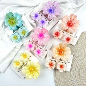 Qianjin Groothandel 3-delige set lente zomer ei bloem haar klauwclips kleurrijke hars haaraccessoires voor vrouwen meisjes - Product Image 2