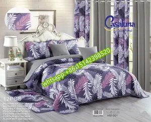 Conjunto de cama acolchoada 12 peças, conjunto com cortinas correspondentes