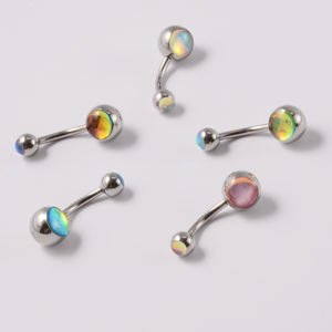 G23 Titanium Flash <span class=keywords><strong>Film</strong></span> Nombril Anneaux de nombril Piercing incurvé Anneaux de ventre colorés pour les femmes Fashion Body Piercing Jewelry - Product Image 6