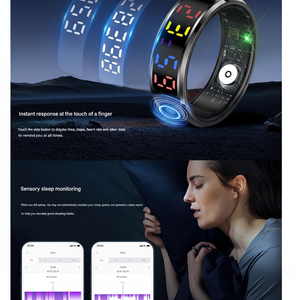 Podómetro de anillo inteligente con pantalla a color R12, frecuencia cardíaca, oxígeno en sangre, anillo multifuncional para controlar la salud del sueño - Product Image 1