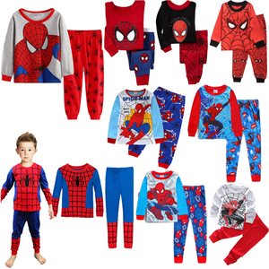 Conjunto de Pijamas de Primavera/Otoño para Niños, Diseño Casual de Dibujos Animados, 100% Algodón, con Estampado de Spiderman y Cars, Ropa de Dormir de Superhéroes - Product Image 1