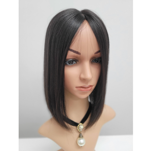 Perruque à clipser en cheveux humains lisses de 12 pouces, noir naturel brun, WIGTS, design coréen premium, volumisante - Product Image 5