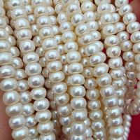 Perle AAA légèrement imparfaite 7-8mm perles d'eau douce blanches rondes et plates perles naturelles en forme de chignon pour collier de perles Bracelet