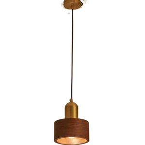 Modern Walnut Wood Pendant <b>Light</b> Led <b>Single</b> Head Round Chandelier For Home Bedroom Dining Room Tea Room - Product Image 5